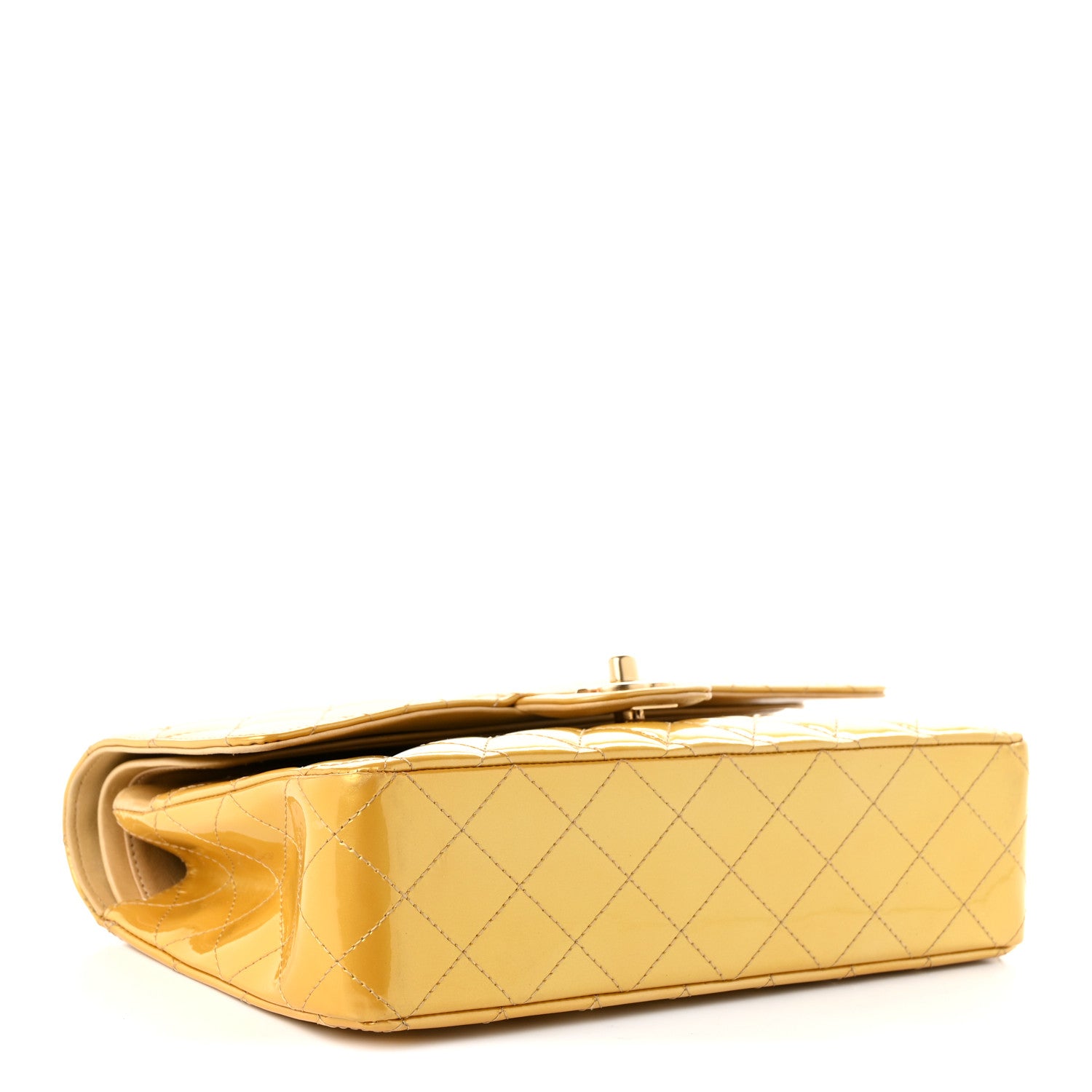 Chanel Metallic Patent Quilted Medium Double Flap Gold 4 of 10