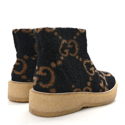 Gucci Faux Shearling Hooper GG Womens Ankle Boots 40 Black Natural Tan 4 of 7