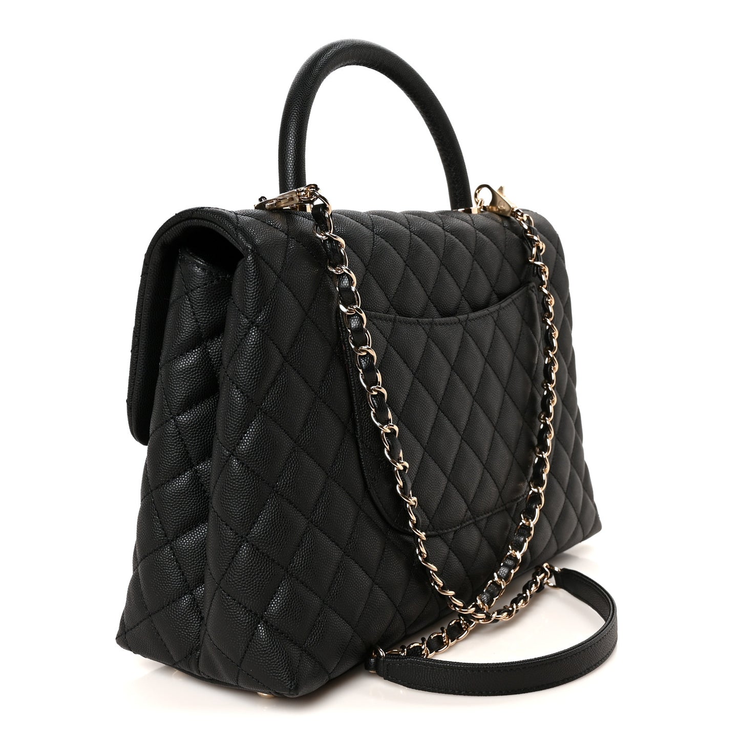Caviar Quilted Medium Coco Handle Flap Black