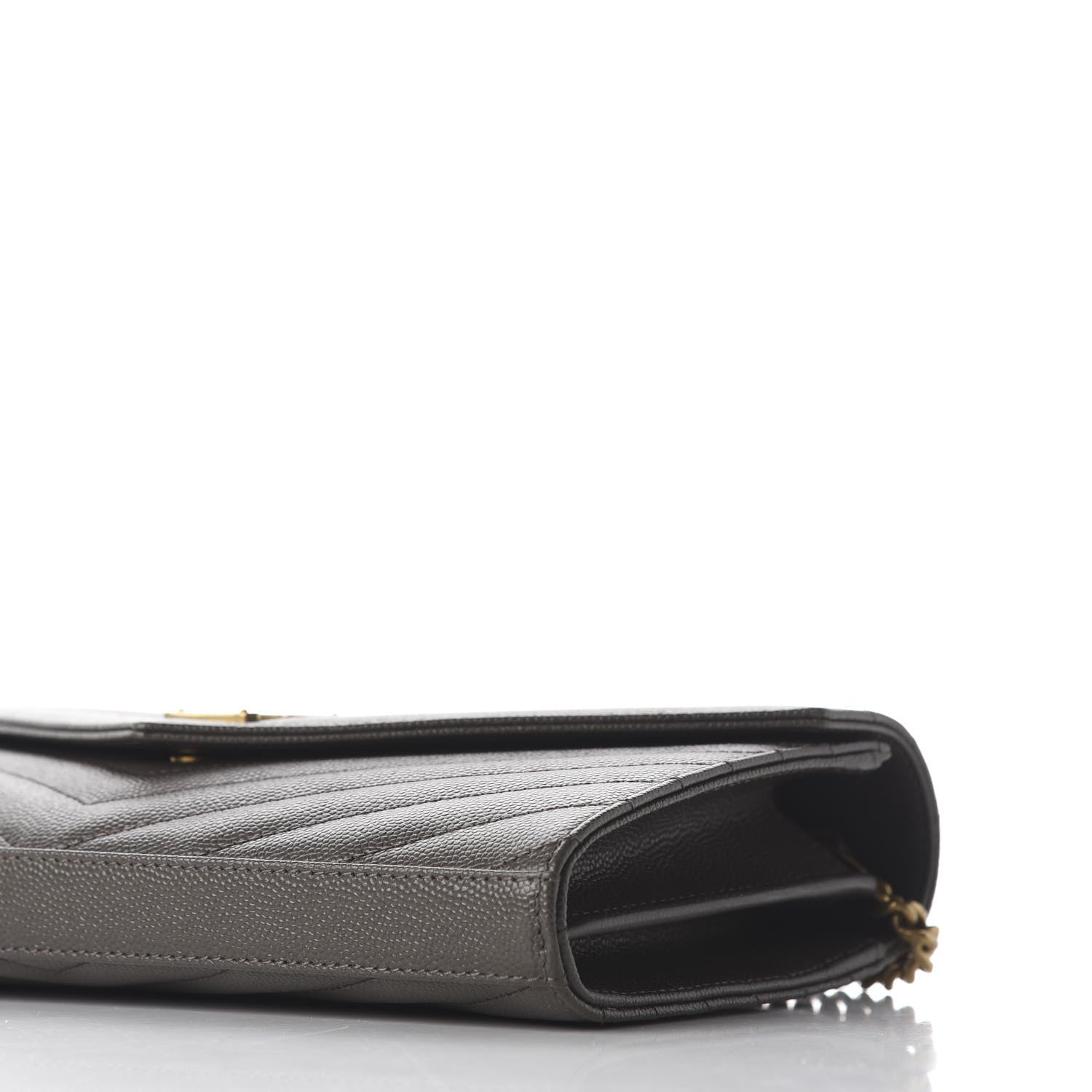 Saint Laurent Grain De Poudre Matelasse Chevron Monogram Chain Wallet Pebble 7 of 8