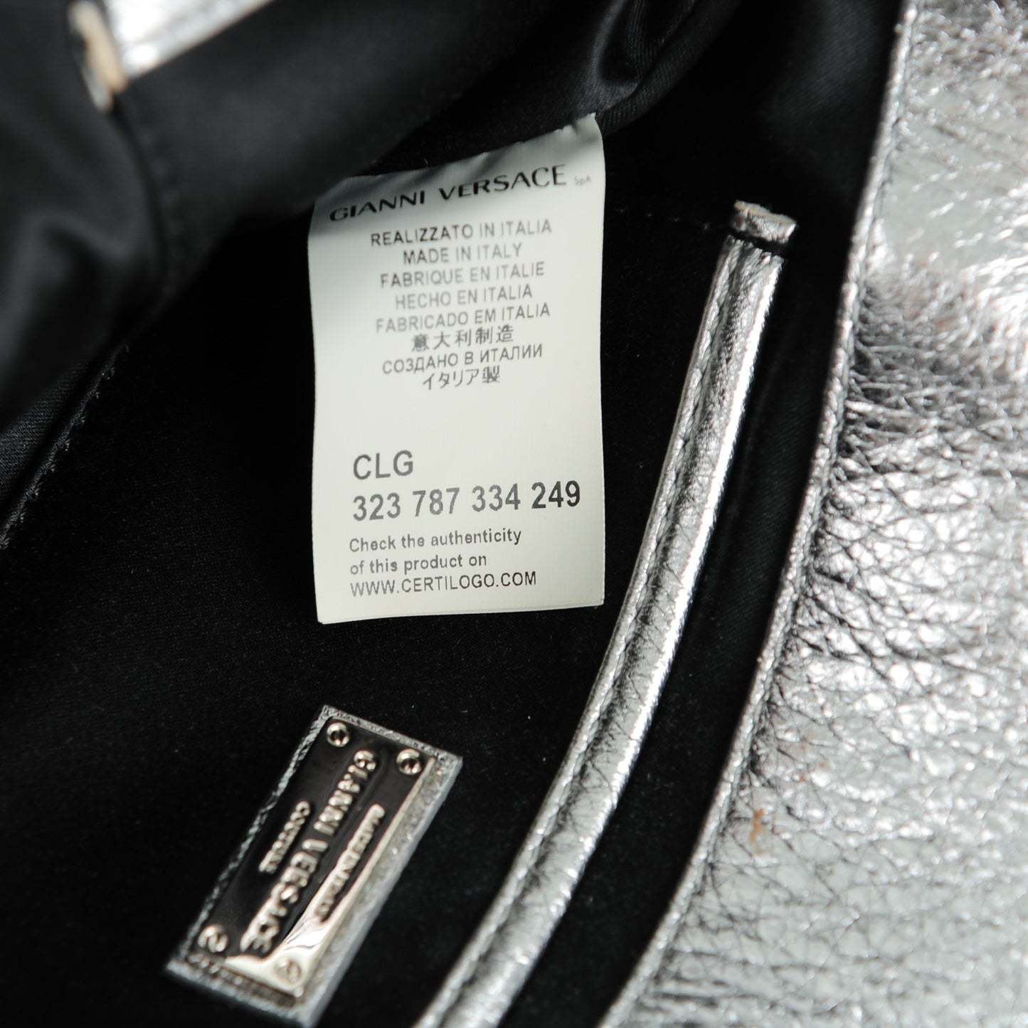 Metallic Calfskin Quilted Couture Shoulder Bag Silver