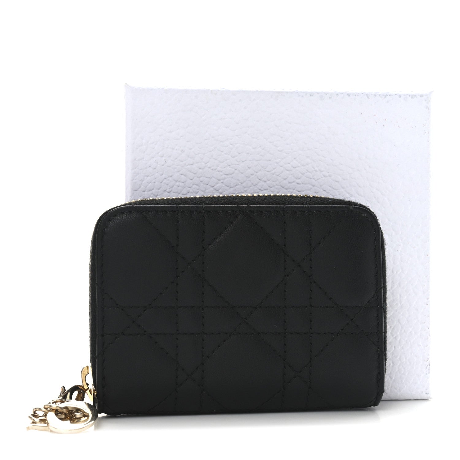 Christian Dior Lambskin Cannage Small Lady Dior Voyageur Coin Purse Black 7 of 7