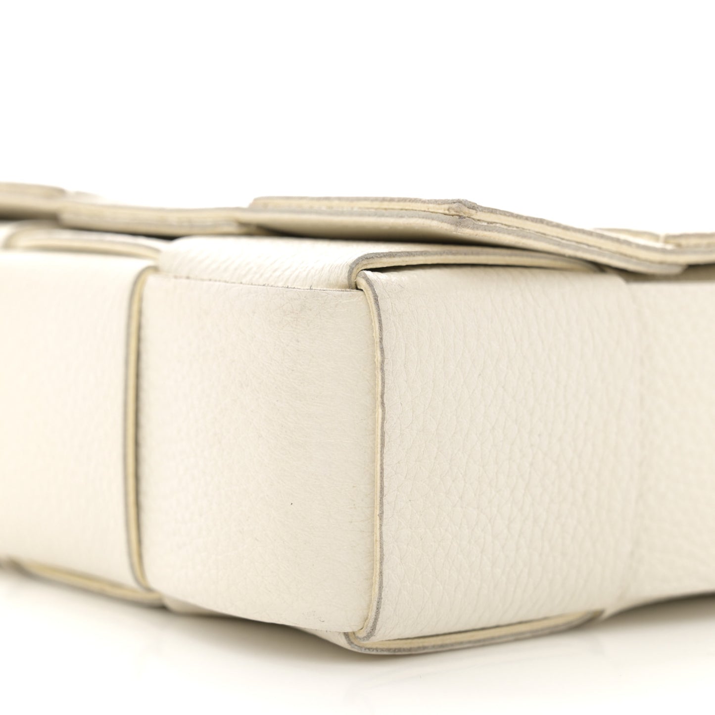 Grained Calfskin Maxi Intrecciato Cassette Crossbody Bag White