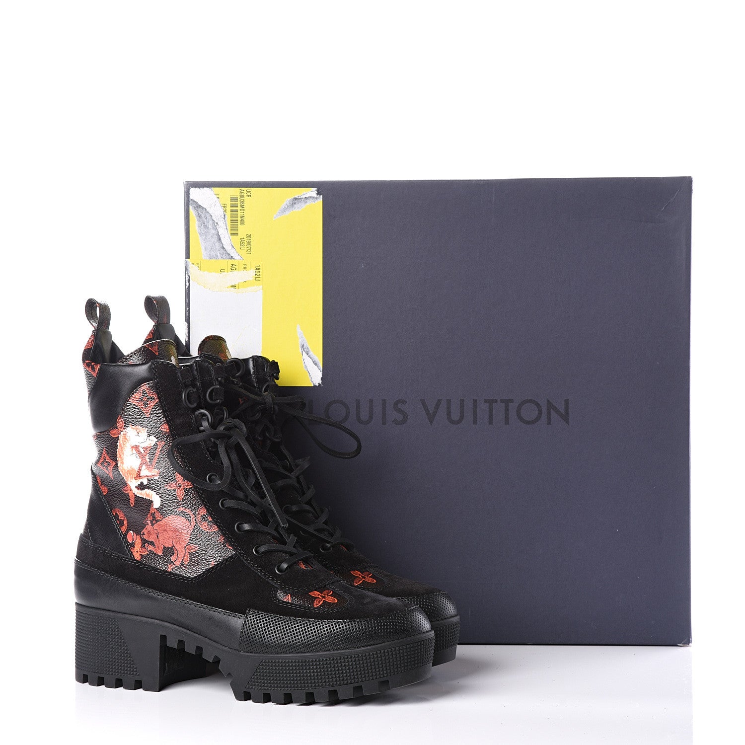 Louis Vuitton Suede Calfskin Catogram Laureate Platform Desert Boots 40 Black Marron 12 of 12
