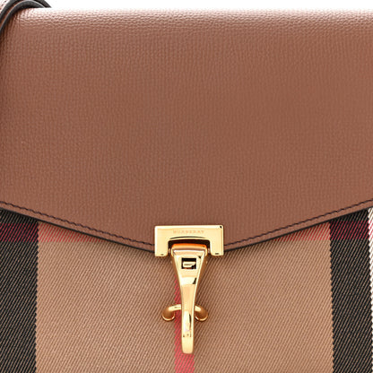 Burberry Derby Calfskin House Check Small Macken Crossbody Bag Tan 9 of 11