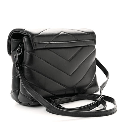 Saint Laurent Calfskin Y Quilted Monogram Monochrome Toy Loulou Crossbody Bag Black 3 of 13