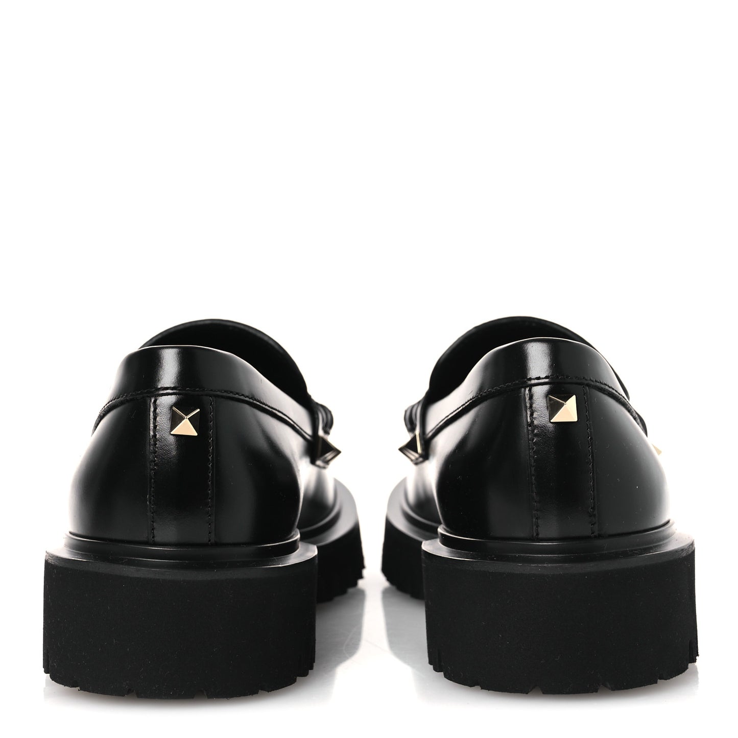 Calfskin Rockstud Loafers 35 Black