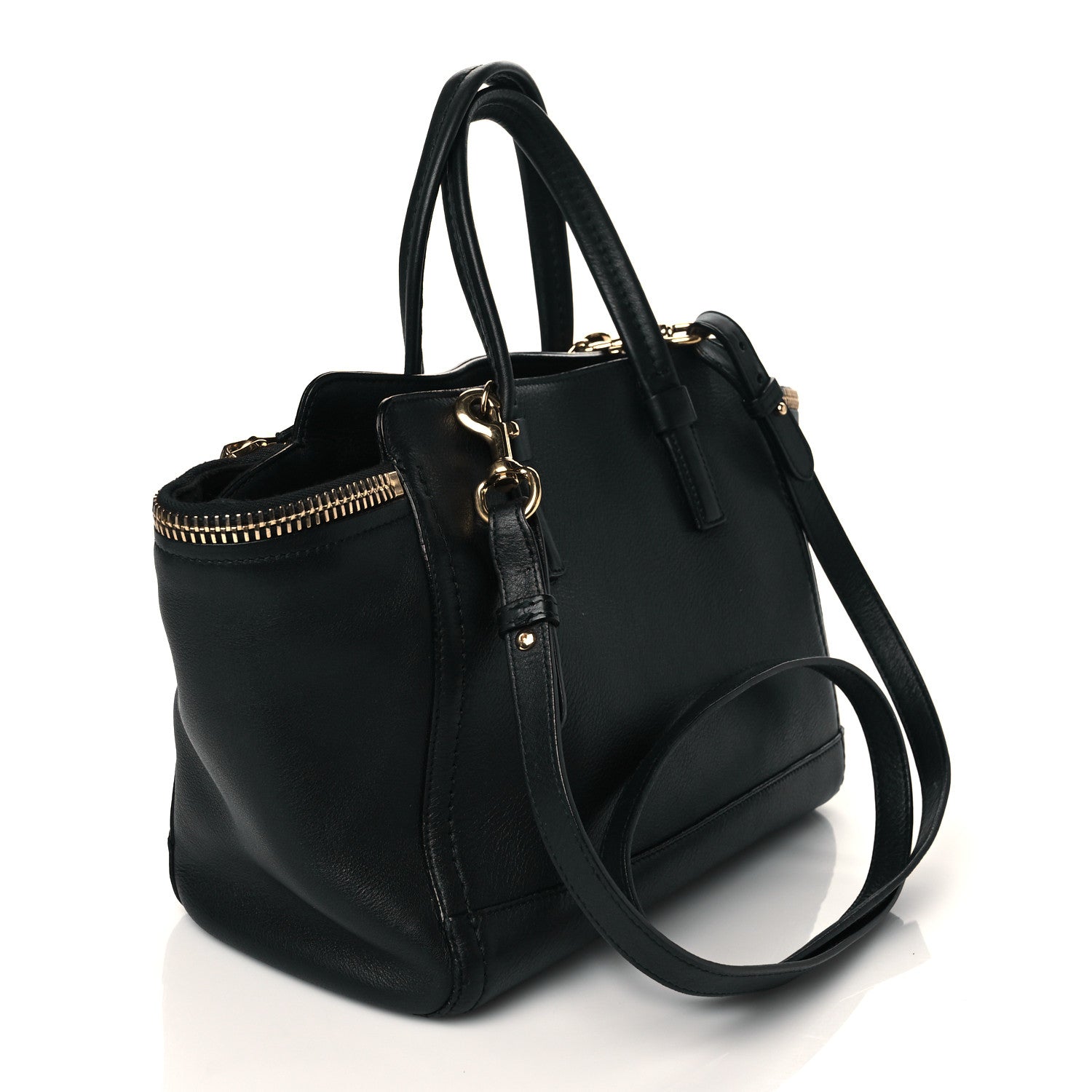 Salvatore Ferragamo Calfskin Small Verve Double Zip Tote Black 4 of 9