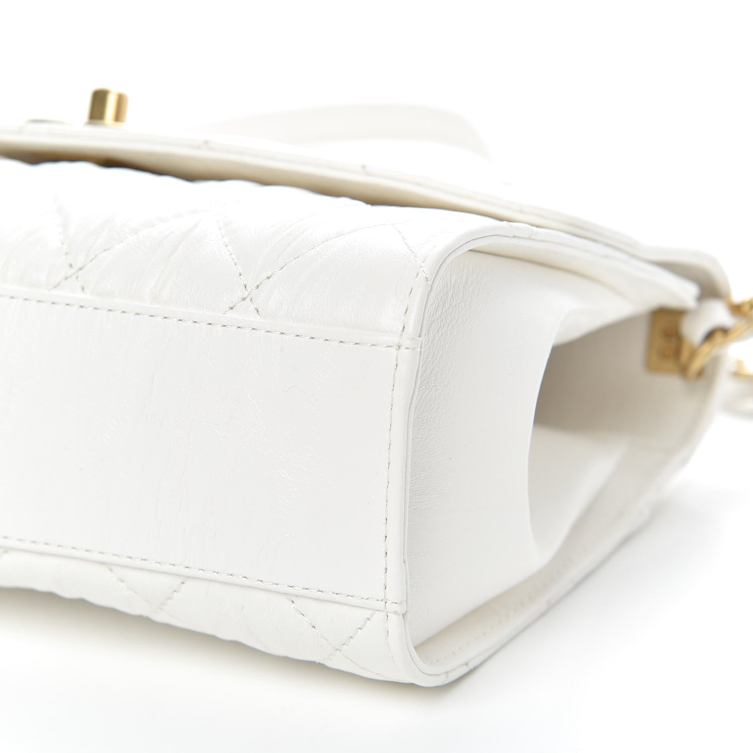 Chanel Crumpled Lambskin Quilted Small CC Links Top Handle Flap White 11 of 12