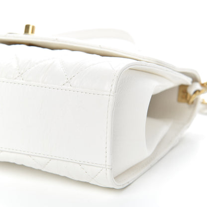 Chanel Crumpled Lambskin Quilted Small CC Links Top Handle Flap White 11 of 12