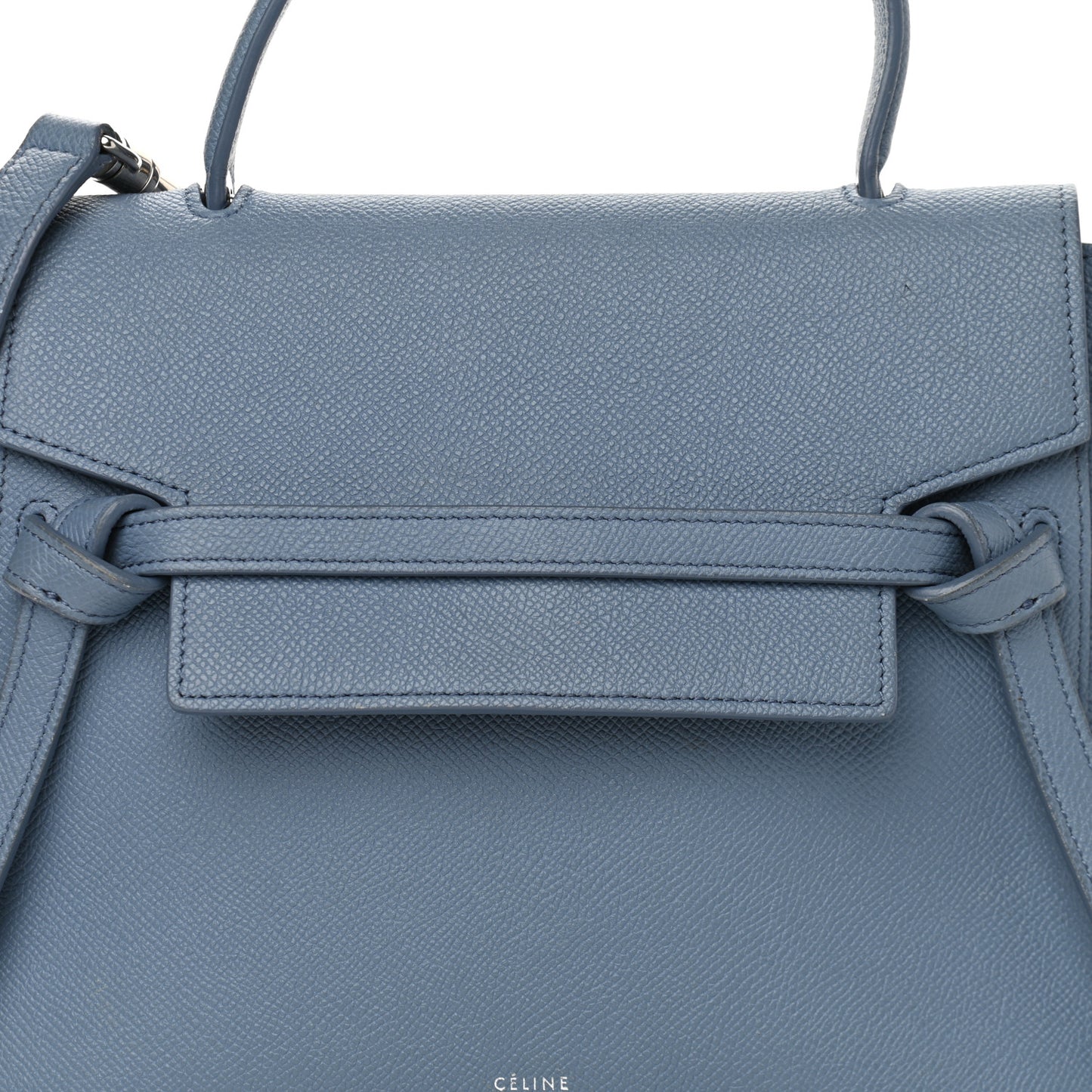 Grained Calfskin Micro Belt Bag Washed Blue