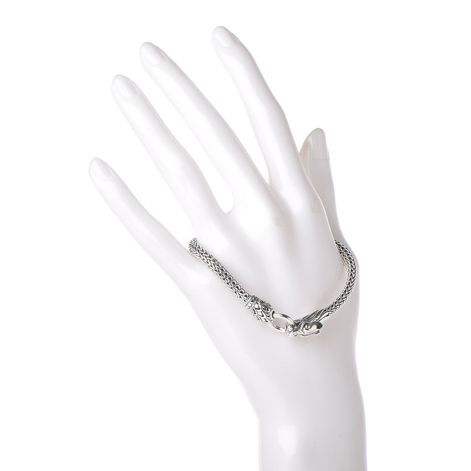 John Hardy Sterling Silver 18K Yellow Gold Dragon Head Bracelet 2 of 5