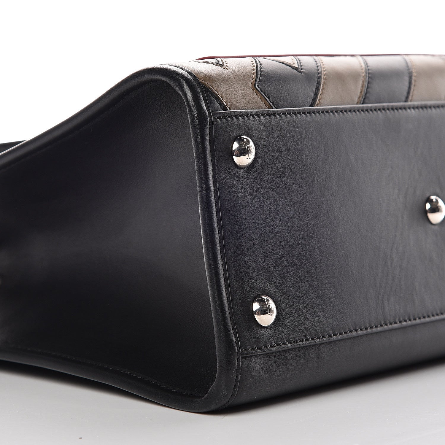 Fendi Vitello Century F is Fendi FF Diagonal Inlay Small Runaway Satchel Fango Black Fragola 5 of 10