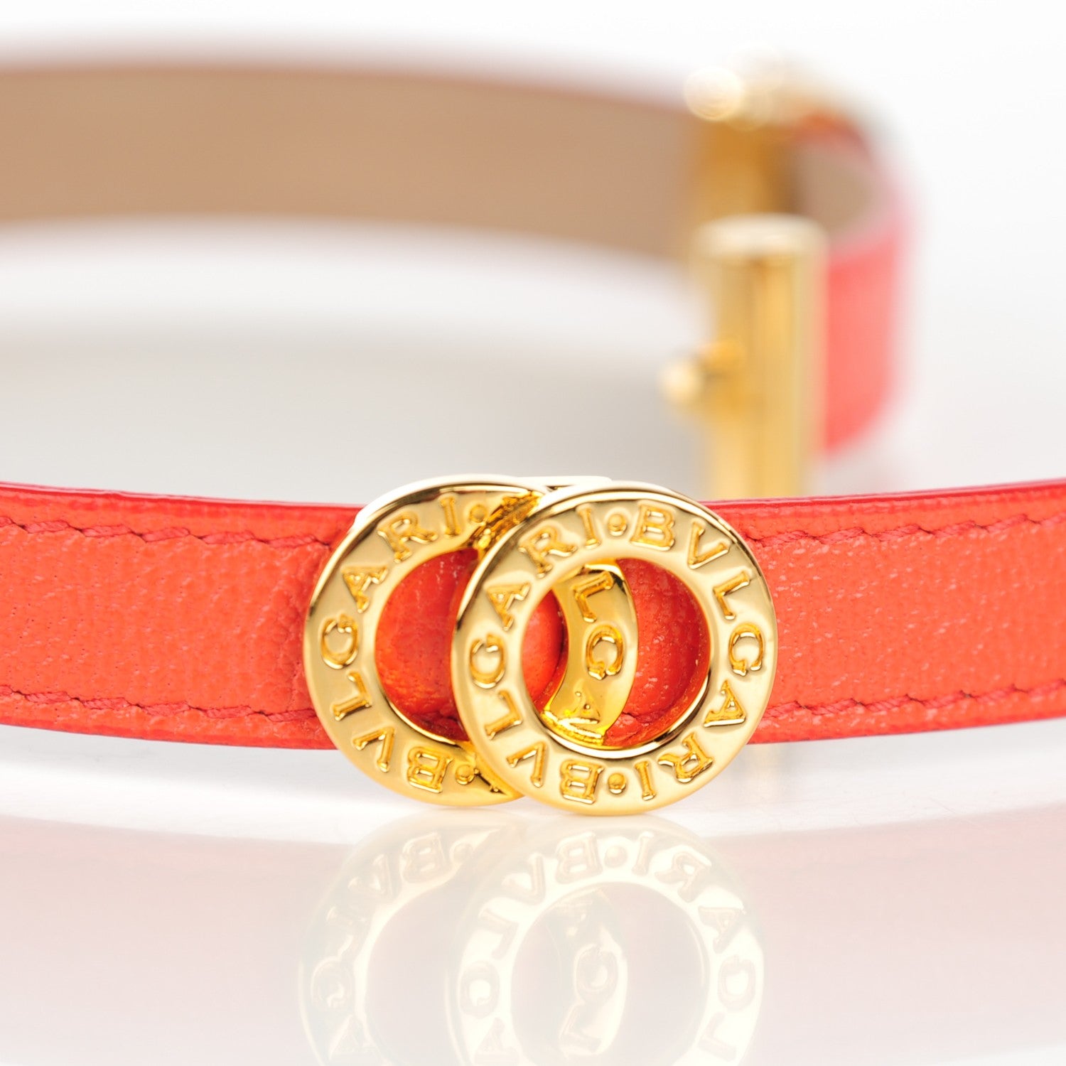 Bulgari Goatskin Double Coiled Bracelet M Reef Coral 6 of 7