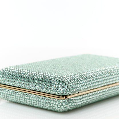 Jimmy Choo Satin Crystal Clemmie Clutch Smoke Green 9 of 10