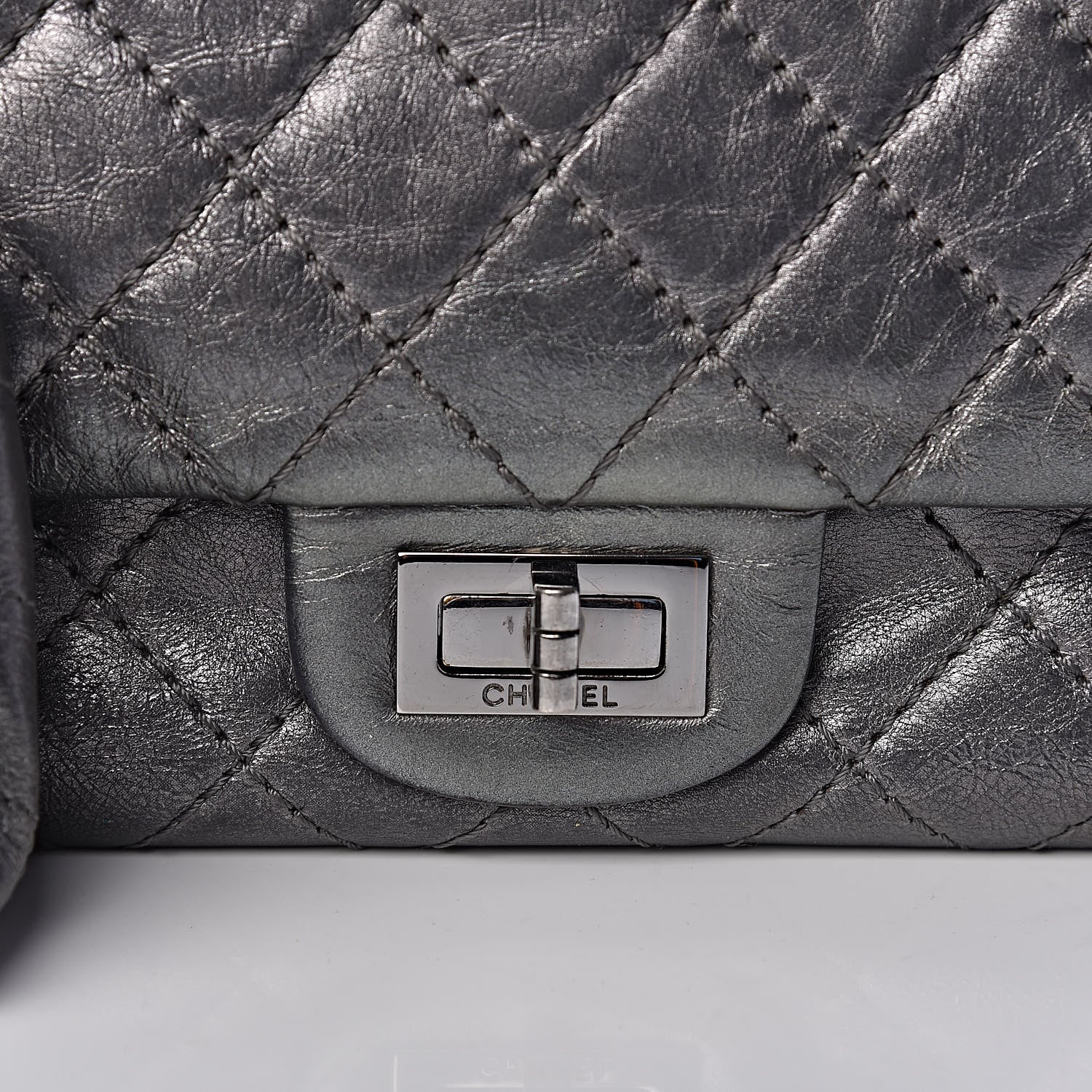 Chanel Metallic Aged Calfskin Quilted 2.55 Reissue 225 Flap Dark Silver 16 of 16
