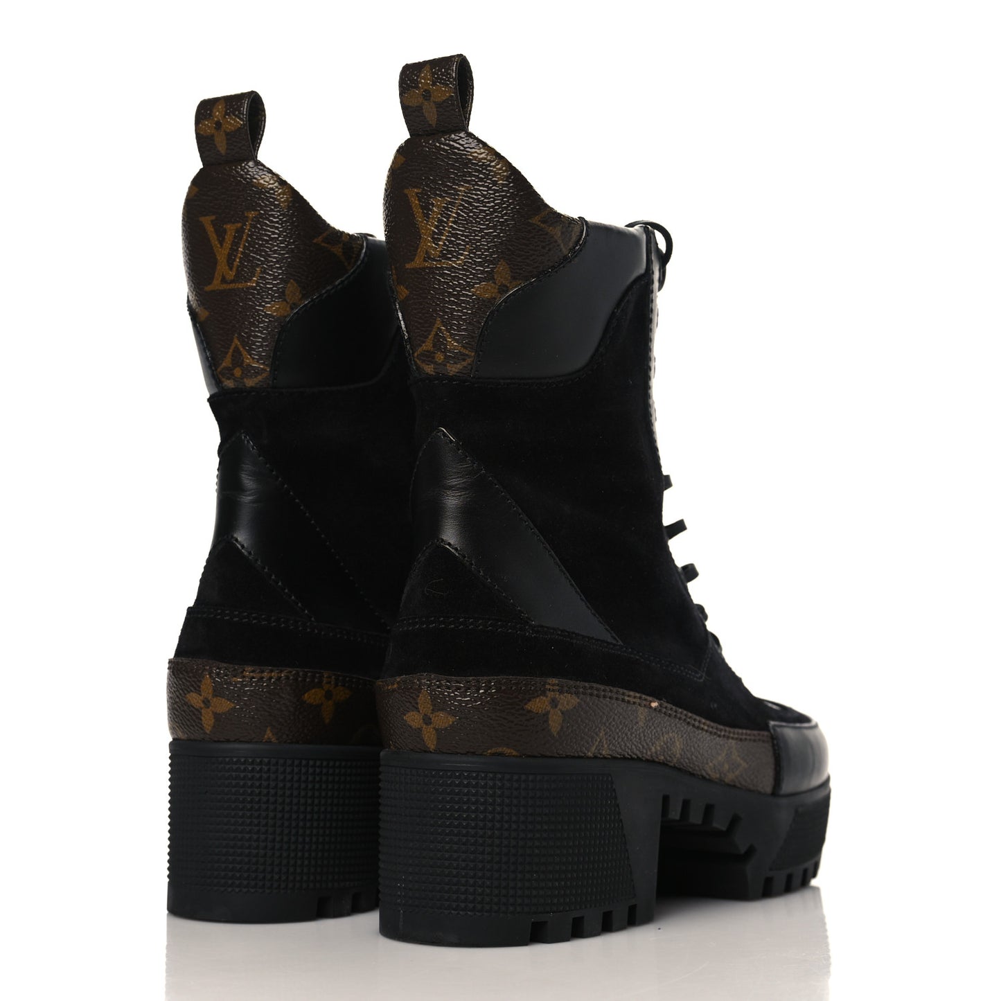 Suede Calfskin Monogram Laureate Platform Desert Boots 39 Black