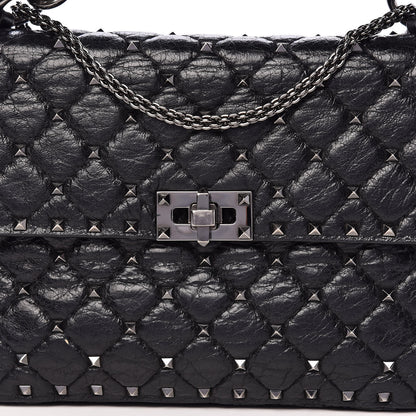 Valentino Garavani Craquele Nappa Medium Rockstud Spike Shoulder Bag Black 10 of 24