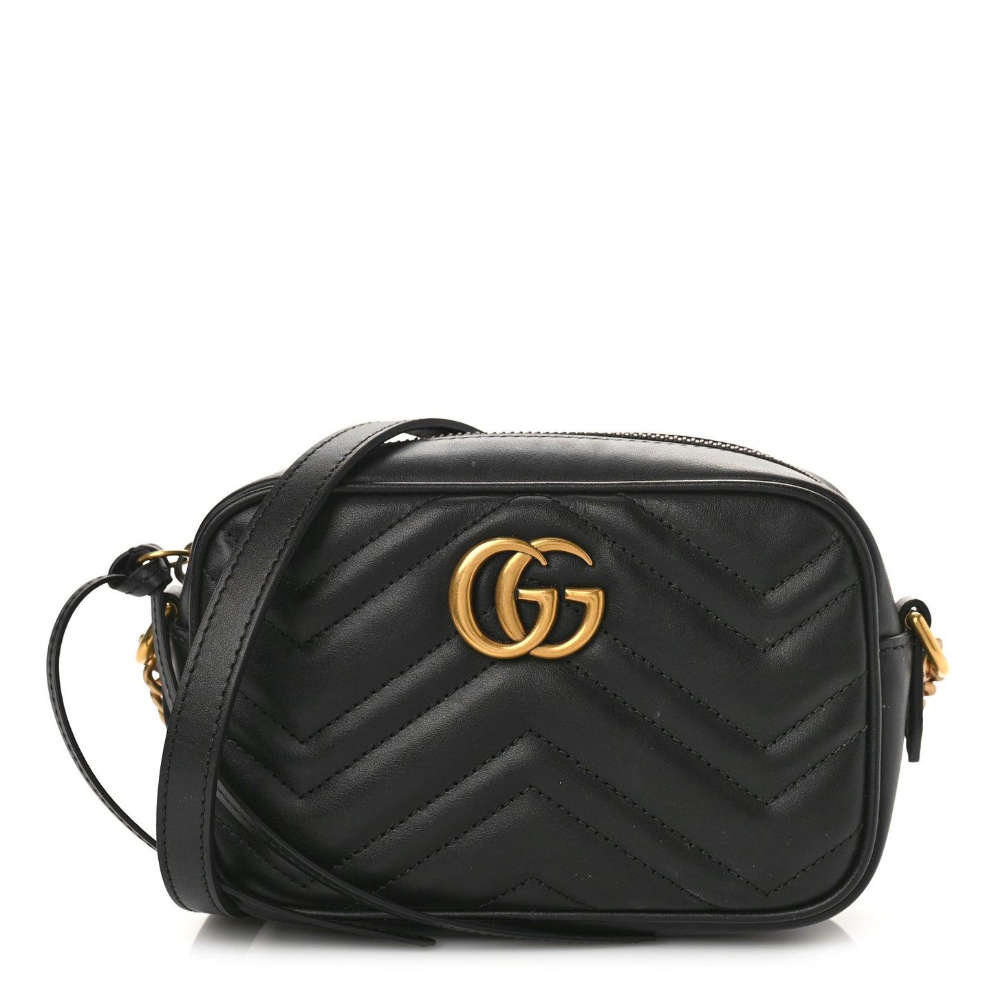 Calfskin Matelasse Mini GG Marmont Chain Shoulder Bag Black