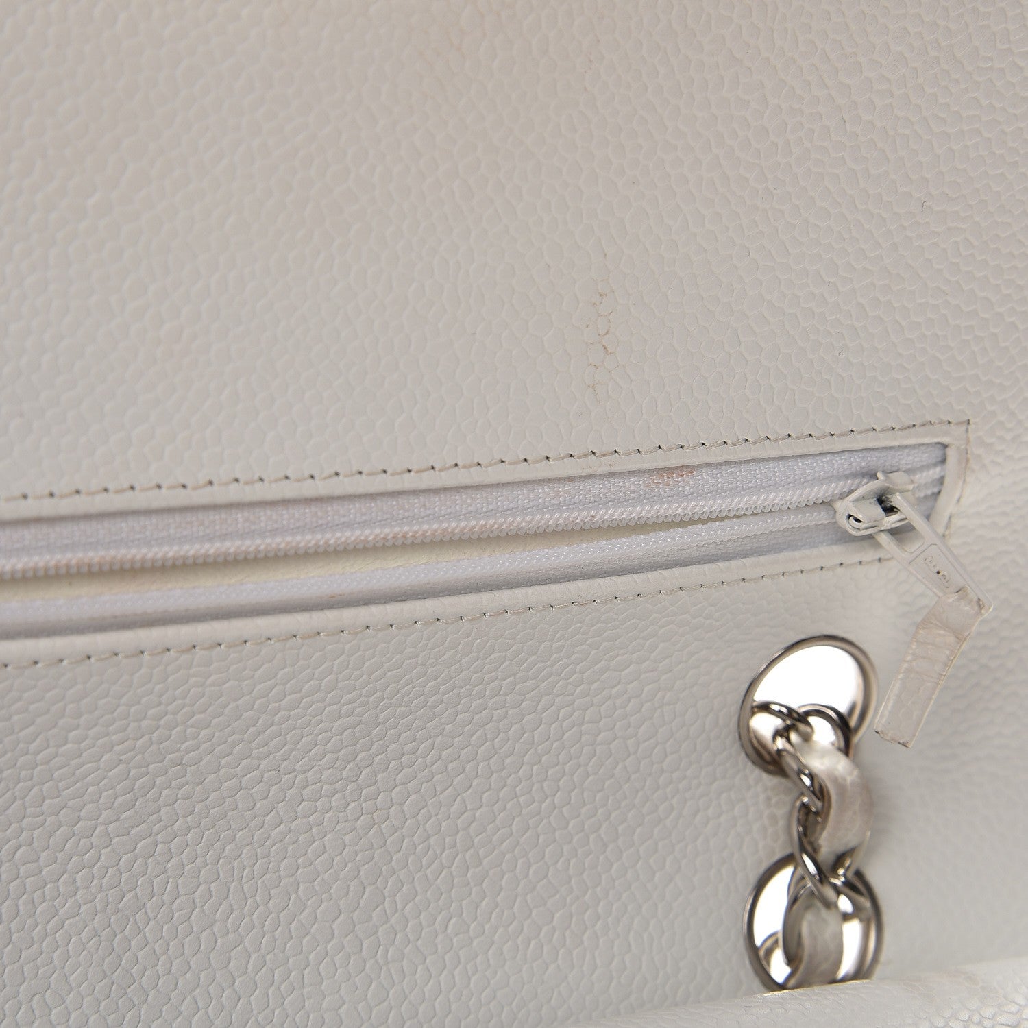 Chanel Caviar Quilted Medium Double Flap White 9 of 18