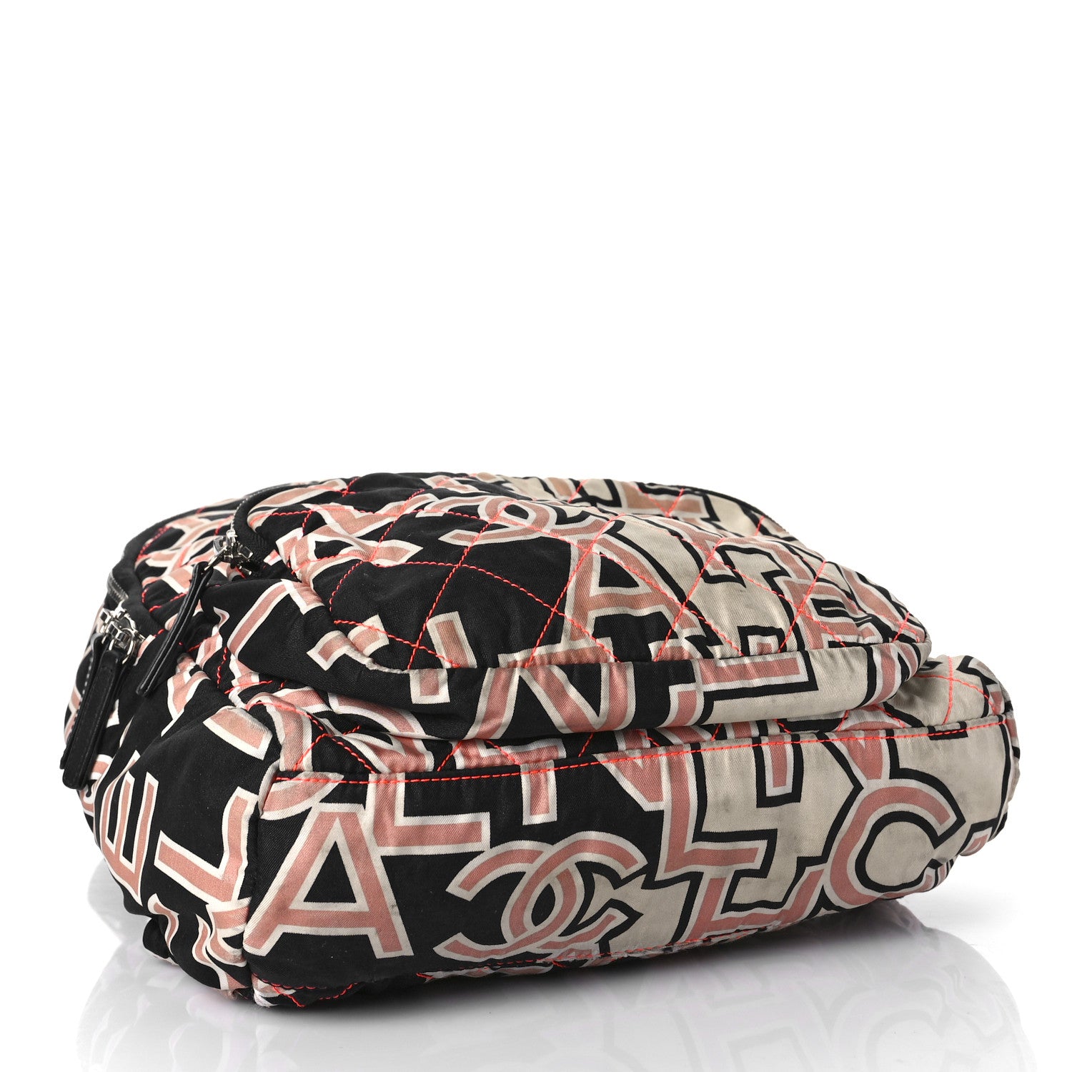 Chanel Nylon Stitched Printed Logo Backpack Black Multicolor 3 of 11