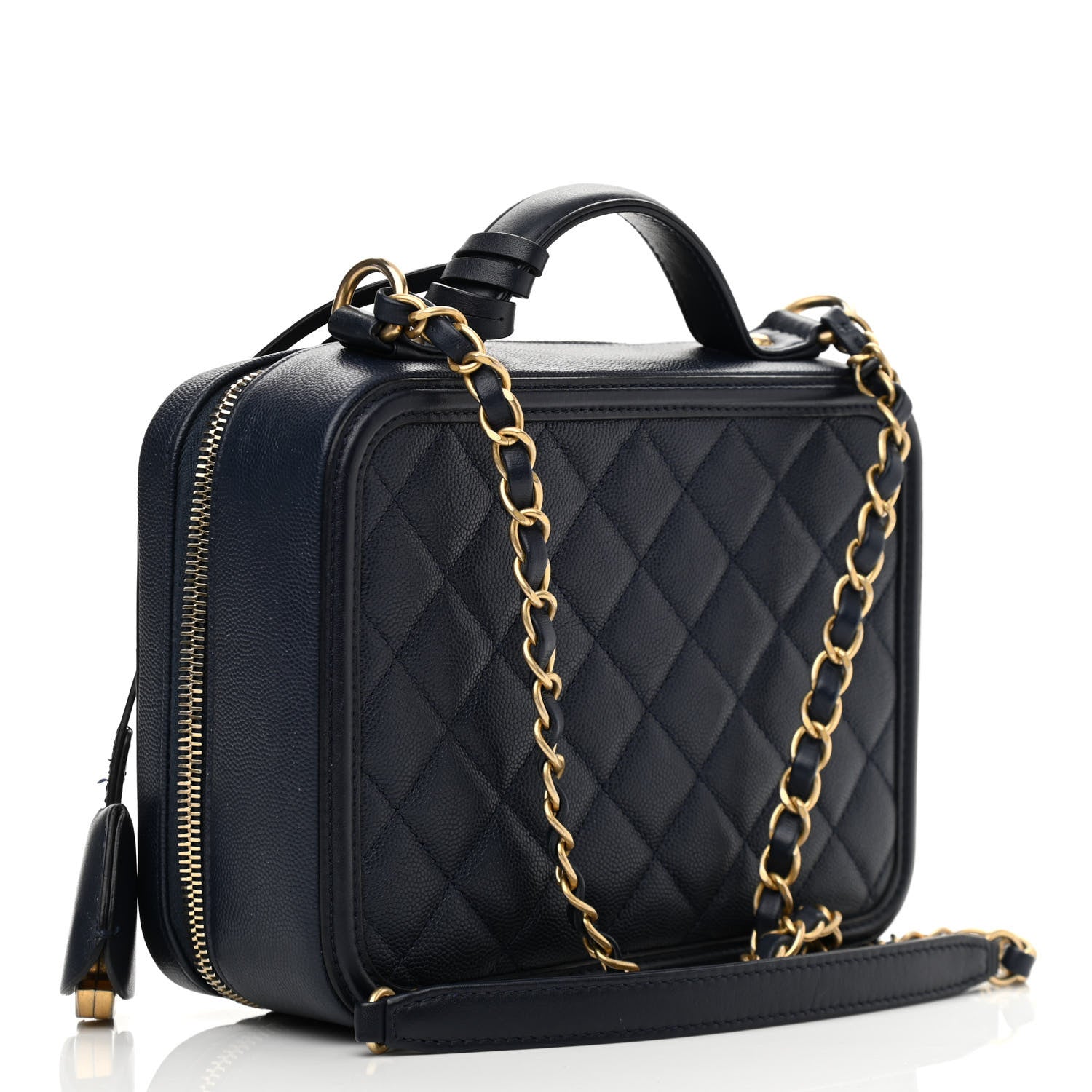 Chanel Caviar Quilted Medium CC Filigree Vanity Case Navy 3 of 15