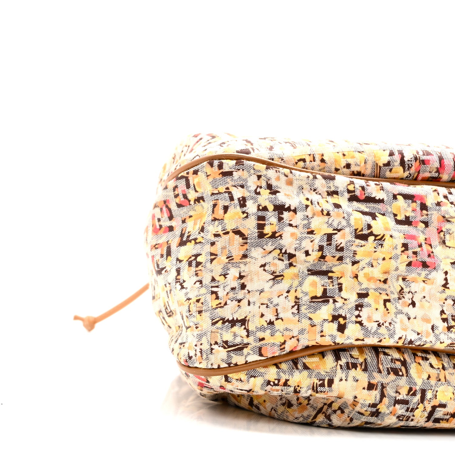 Fendi Zucchino Vitello Floral Forever Bucket Bag Pesca Giallo Saddler 9 of 10