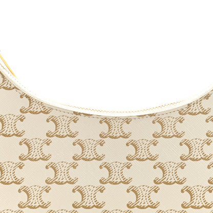 Celine Canvas Calfskin Ava Triomphe Shoulder Bag White 8 of 10