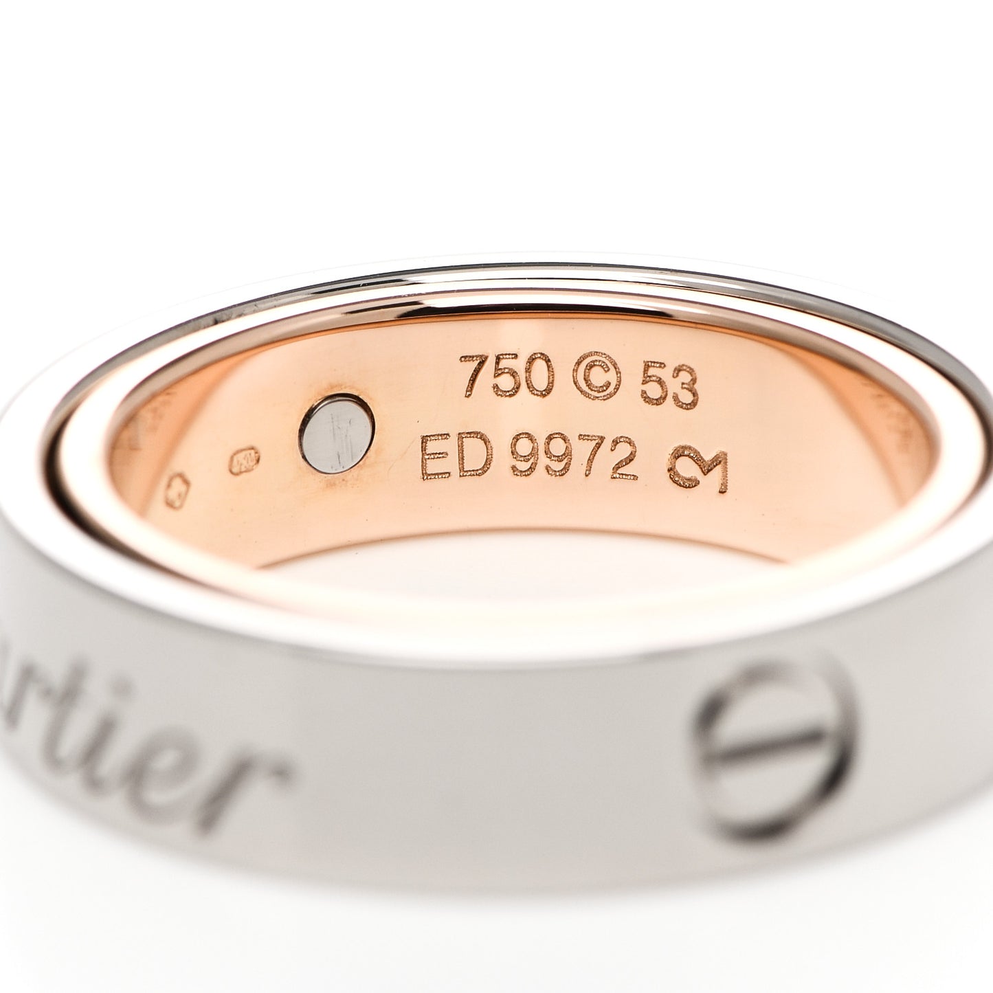 18K White Pink Gold 5.5mm Astro LOVE Ring 53 6.25