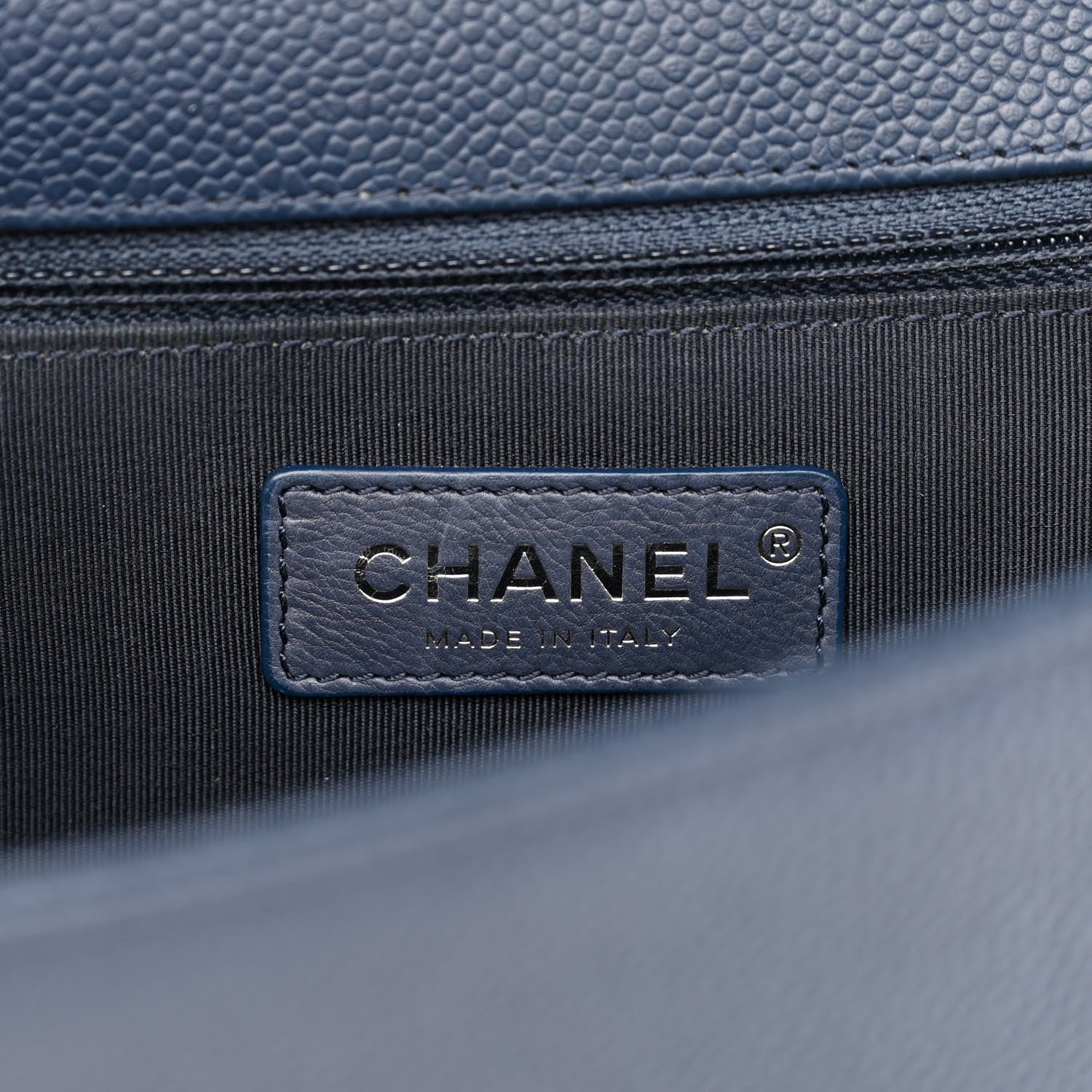 Chanel Caviar Chevron Quilted New Medium Boy Flap Dark Navy Blue 6 of 10