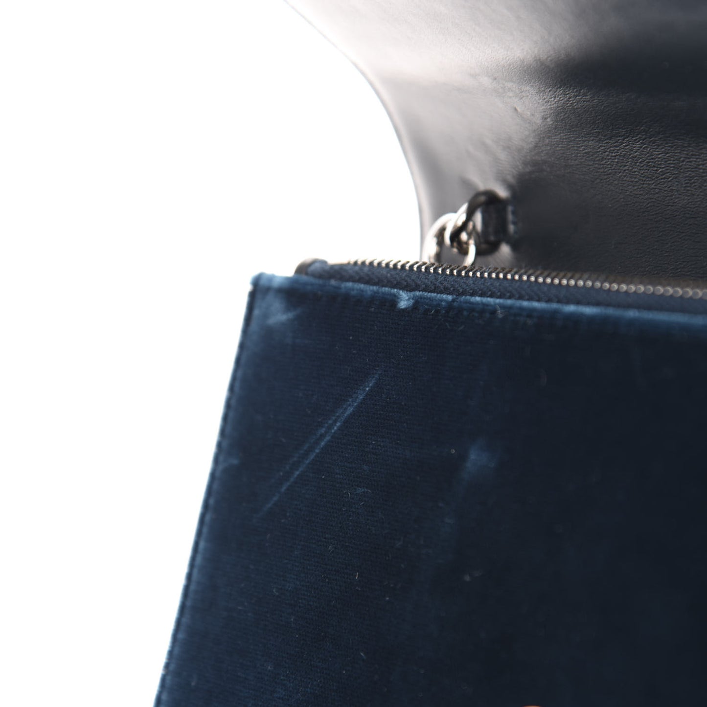 Velvet Crystal Monogram Kate Tassel Chain Wallet Blue