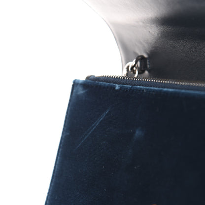 Saint Laurent Velvet Crystal Monogram Kate Tassel Chain Wallet Blue 9 of 12