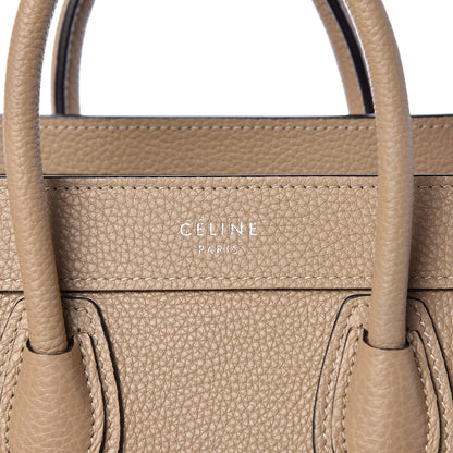 Celine Drummed Calfskin Nano Luggage Dune 10 of 10