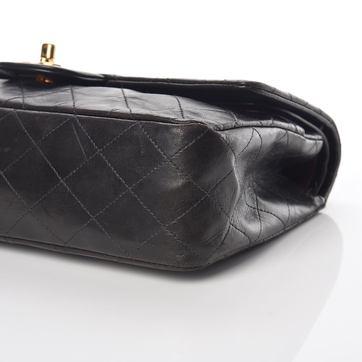 Lambskin Quilted Medium Double Flap Black