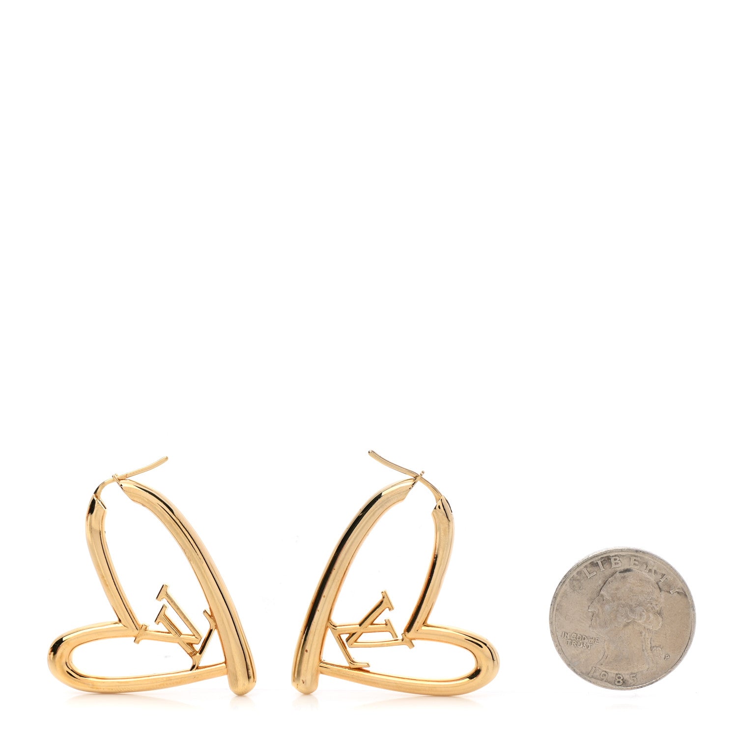 Louis Vuitton Metal Fall In Love Hoop Earrings GM Gold 2 of 5