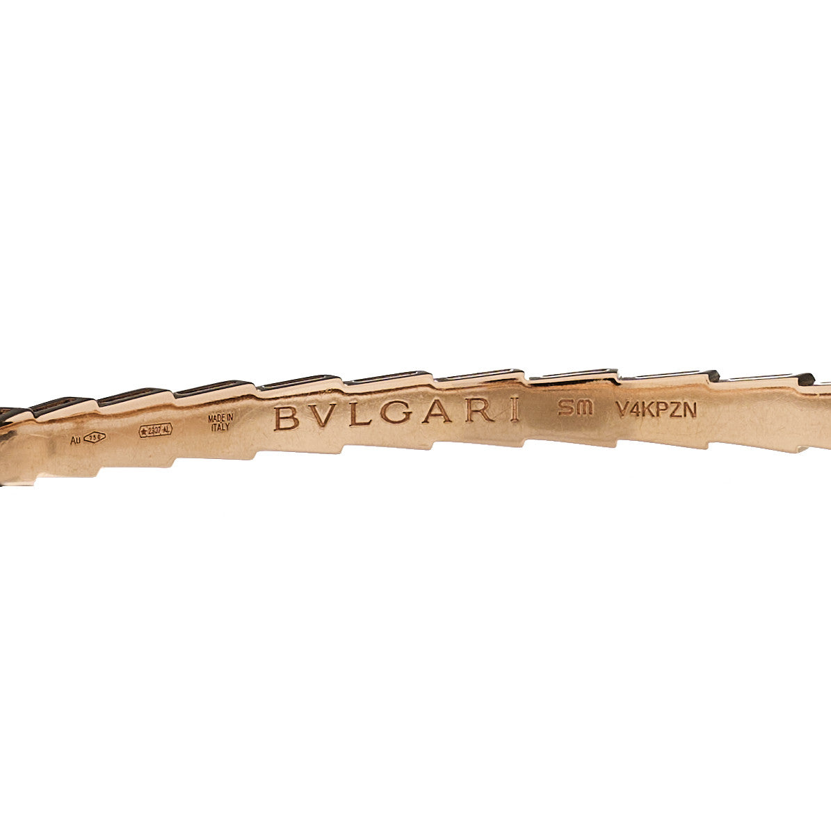 Bulgari 18K Rose Gold Diamond Mother of Pearl Serpenti Viper Bangle Bracelet SM 3 of 4