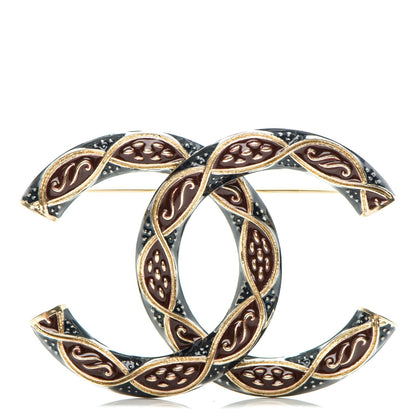 Chanel Enamel CC Brooch Gold Red Blue 1 of 4
