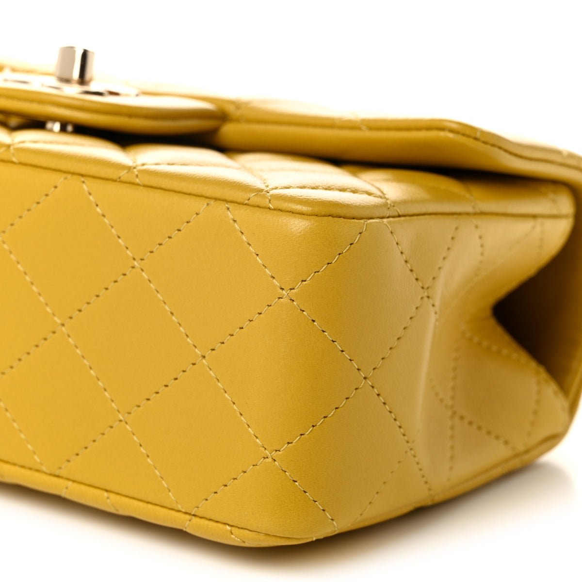 Lambskin Quilted Mini Top Handle Rectangular Flap Yellow