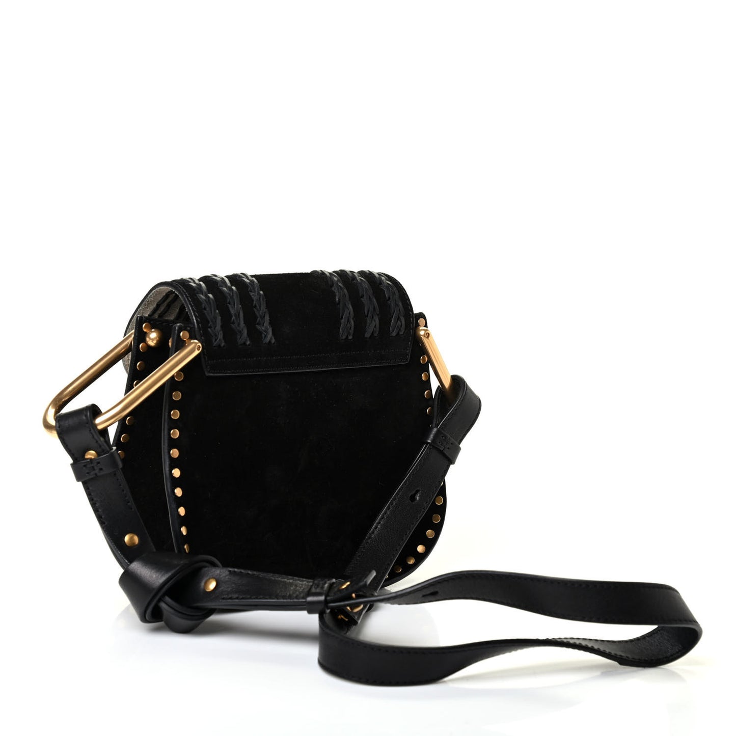 Suede Calfskin Braided Mini Hudson Shoulder Bag Black