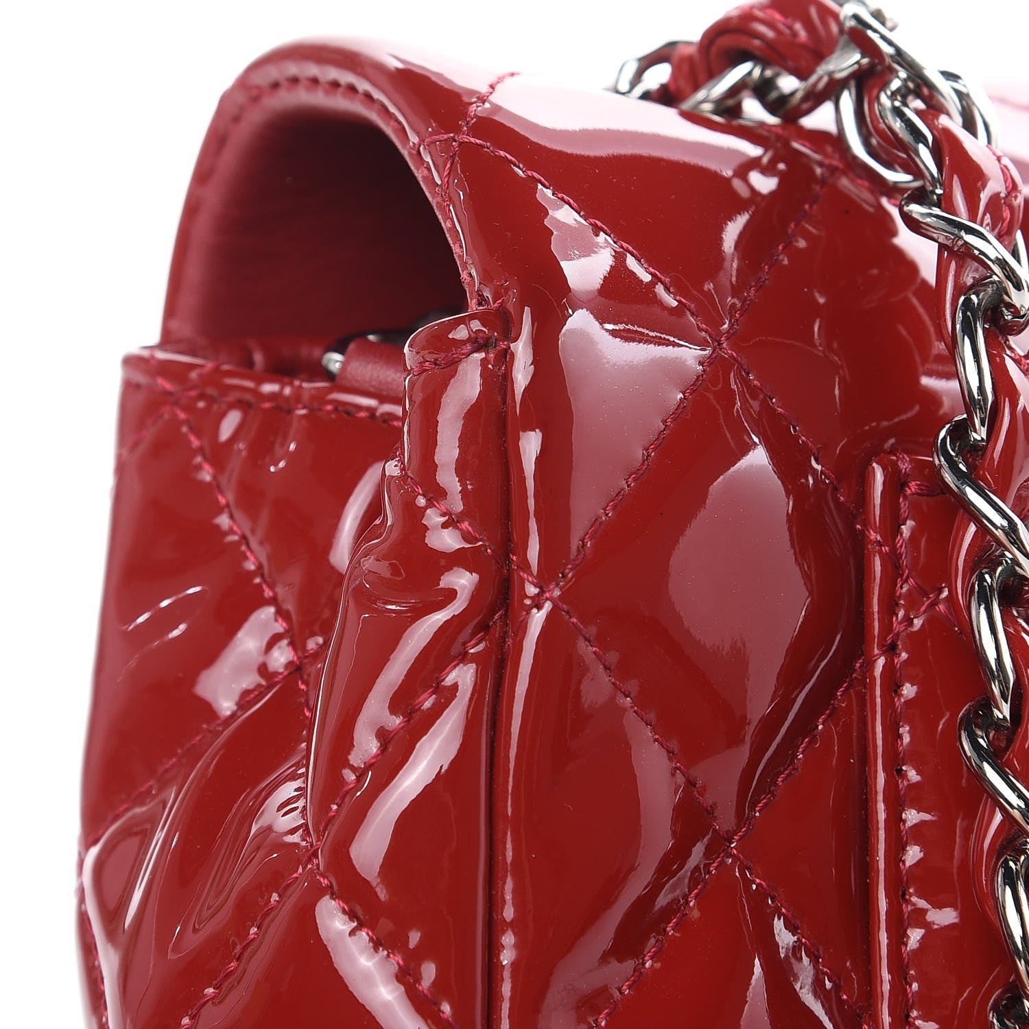 Chanel Patent Calfskin Quilted Mini Rectangular Flap Red 10 of 15