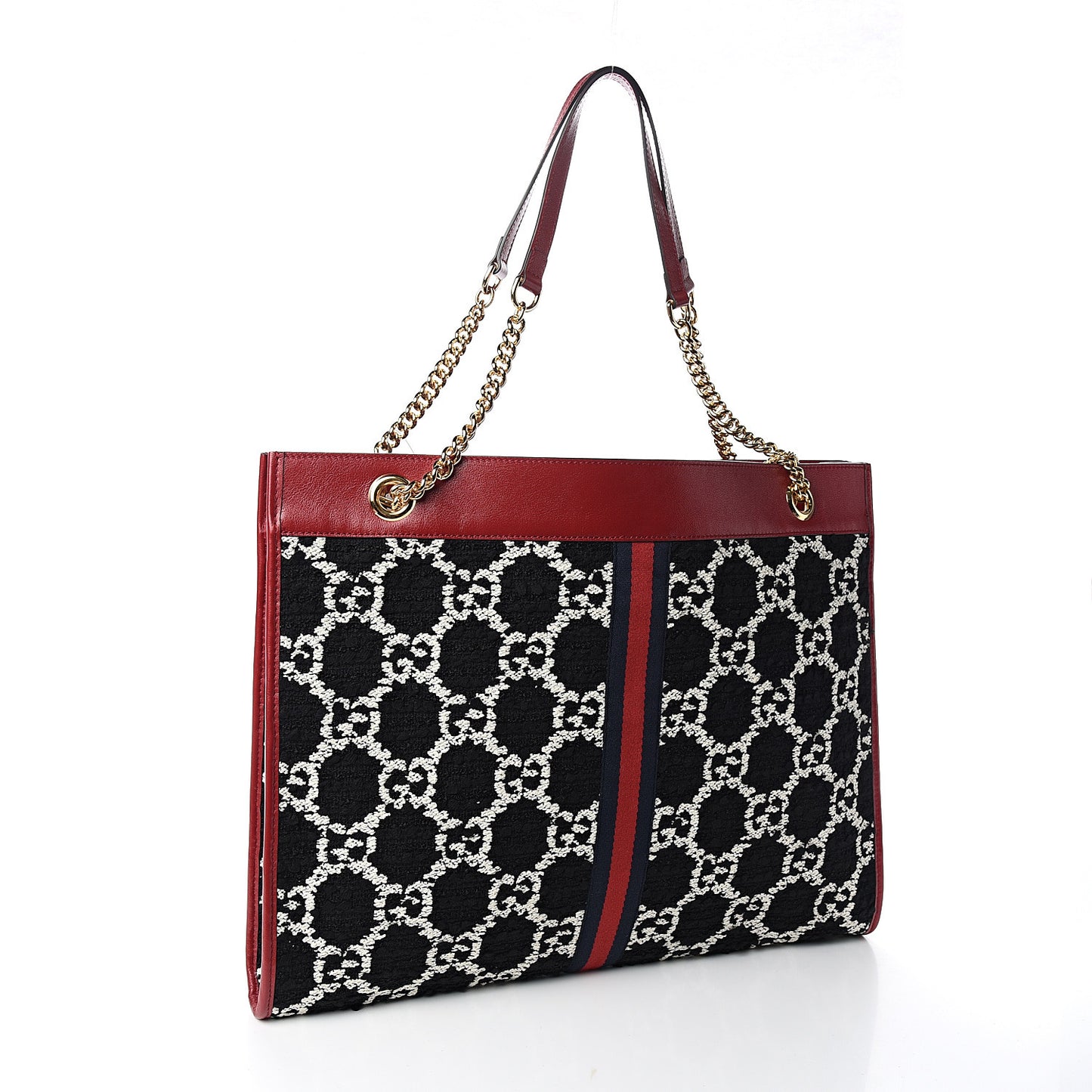 Tweed GG Monogram Large Rajah Chain Tote Romantic Cherry Black White