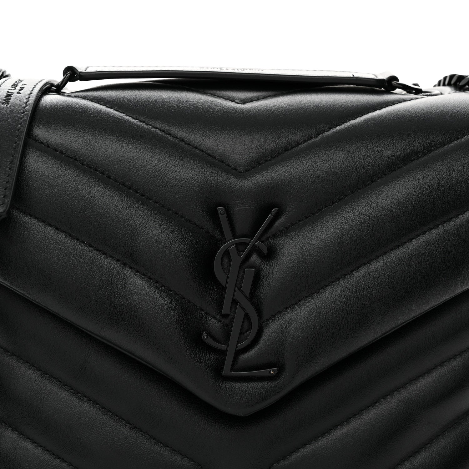 Saint Laurent Calfskin Y Quilted Monogram Monochrome Small Loulou Chain Satchel Black Black 8 of 11