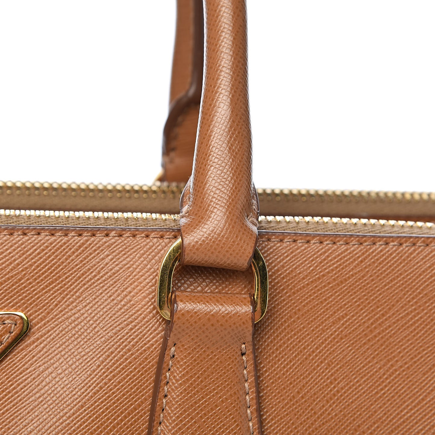 Saffiano Lux Large Galleria Double Zip Tote Caramel