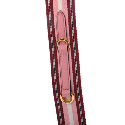 Prada Vitello Daino Striped Fabric Shoulder Strap Petalo 3 of 4