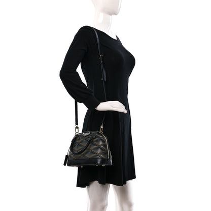 Louis Vuitton Lambskin Malletage Alma BB Black Beige 2 of 13