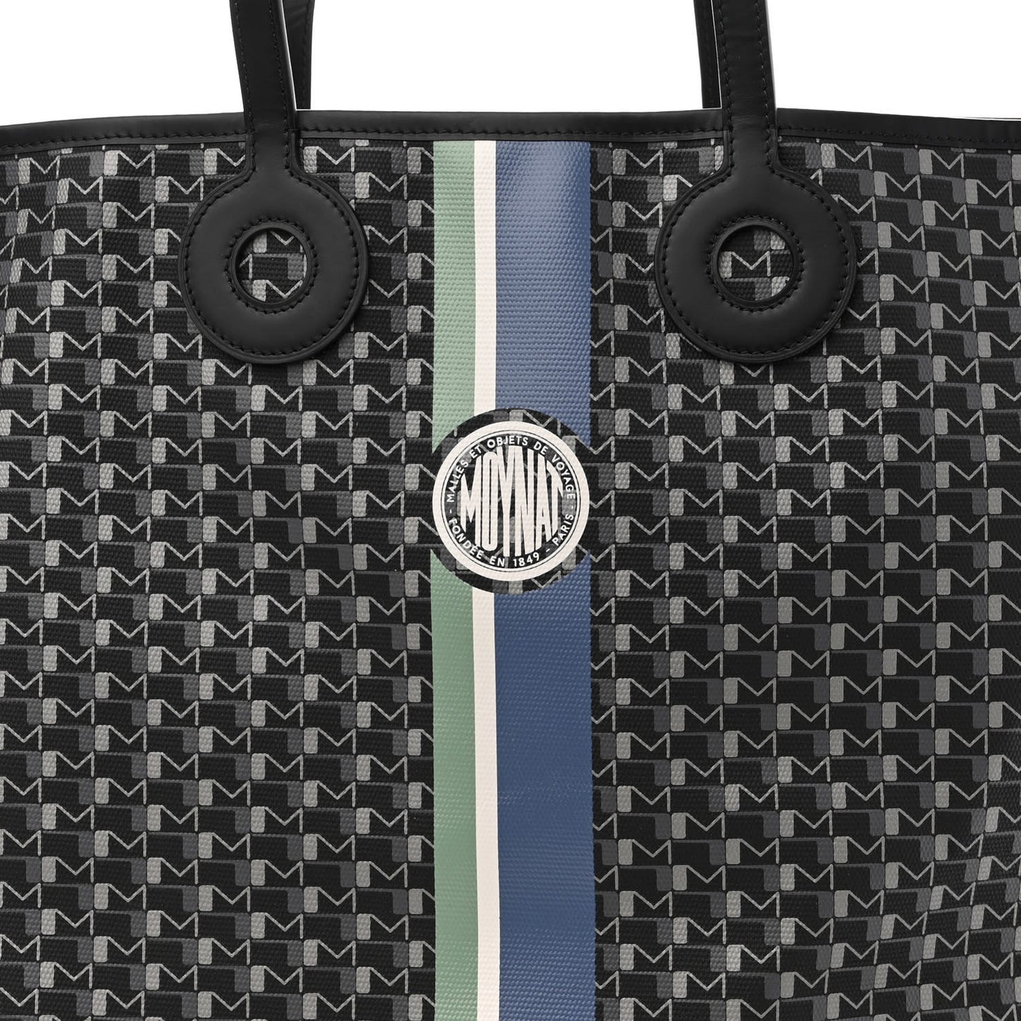 Grained Calfskin Canvas 1920 Oh! Tote Ruban GM Carbon Silver