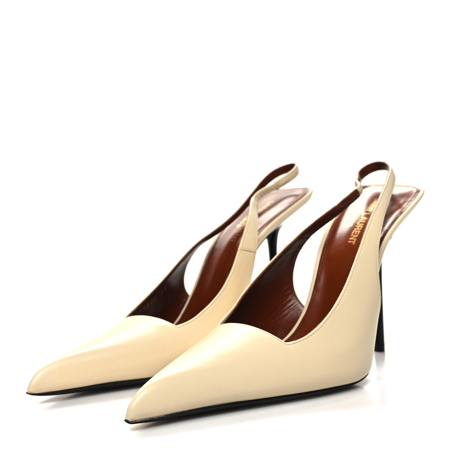 Saint Laurent Calfskin Paloma 105 Slingback Pumps 41 Beige 3 of 8