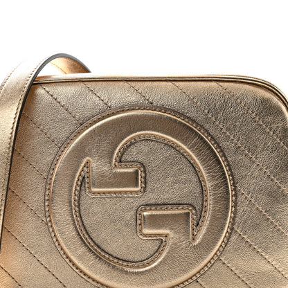 Gucci Metallic Sakai Be Green Calfskin Diagonal Stitched Small Blondie Shoulder Bag Golden Beige 7 of 9