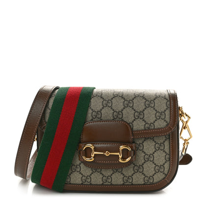 Gucci GG Supreme Monogram Web Mini Horsebit 1955 Shoulder Bag Beige Brown Sugar 1 of 10