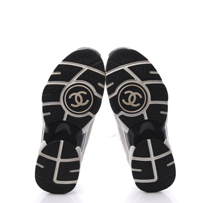 Chanel Calfskin Fabric Sneakers 38 White Silver Fluo Pink 6 of 10